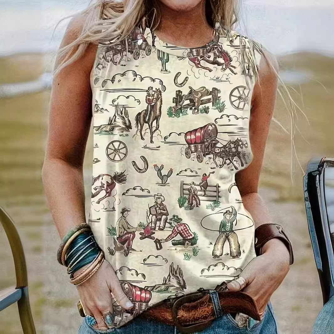 Women's Vest Women's Western Style Summer Digital