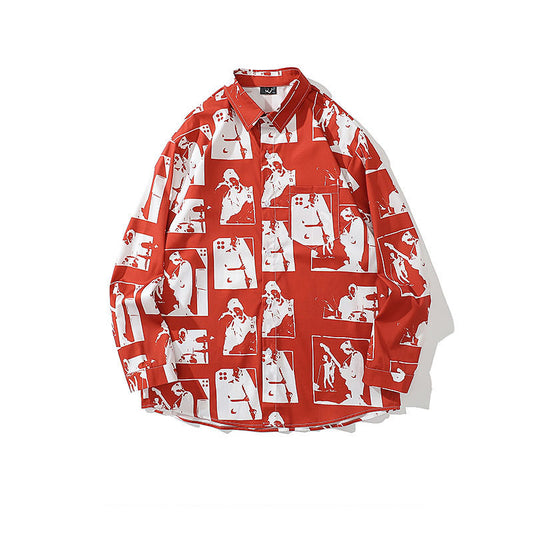 Street Character Print Long Sleeve Shirt