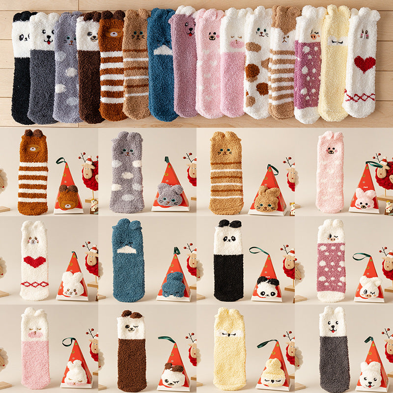 Three-dimensional Cartoon Soft Home Floor Socks In The Tube