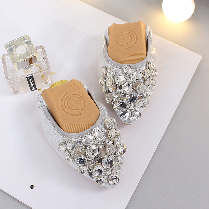 New Bow Pointed Low-cut Rhinestone Pumps