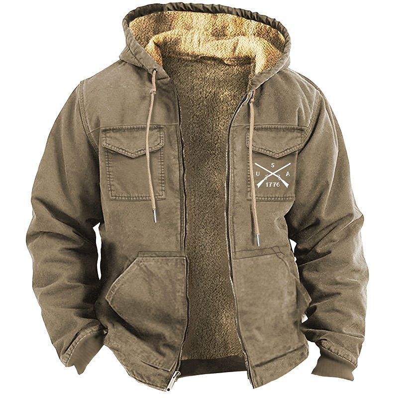 Thickened Pocket Double-layered Heavyweight Fleece-lined Cotton Coat