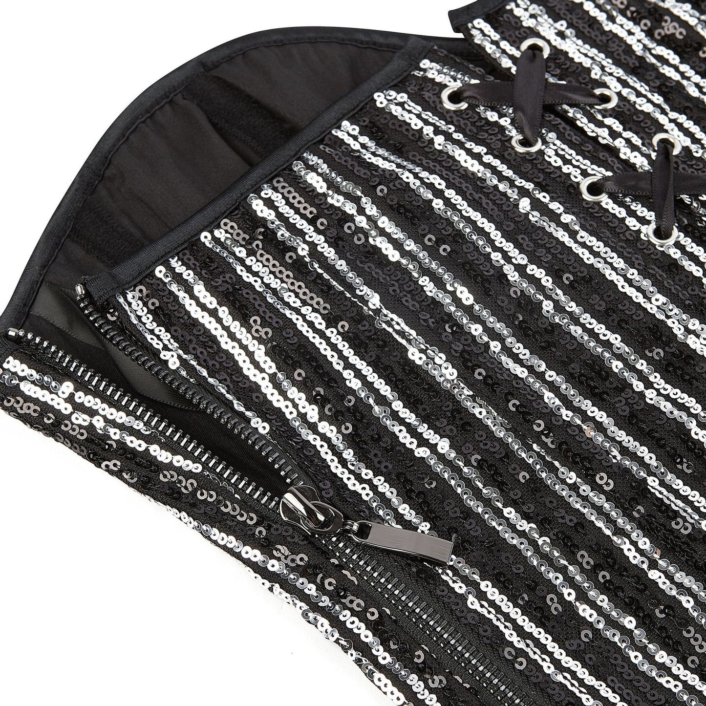 Silver Black With Paillettes Body Shaping Top Women's Tube Top Chest Support