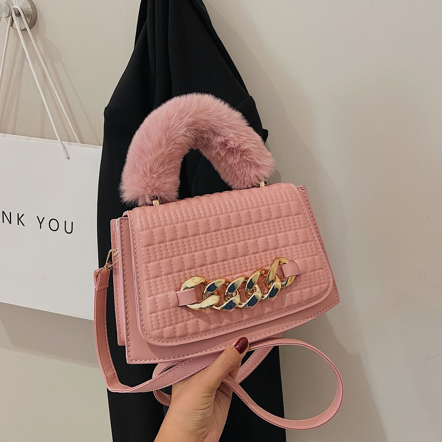 Plush Chain Handbag Ladies One-shoulder Diagonal