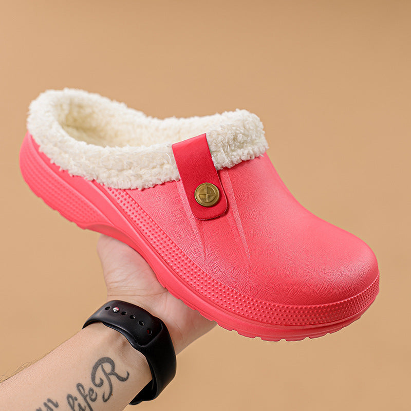 Mens Fleece-Lined Cotton Slippers For Home