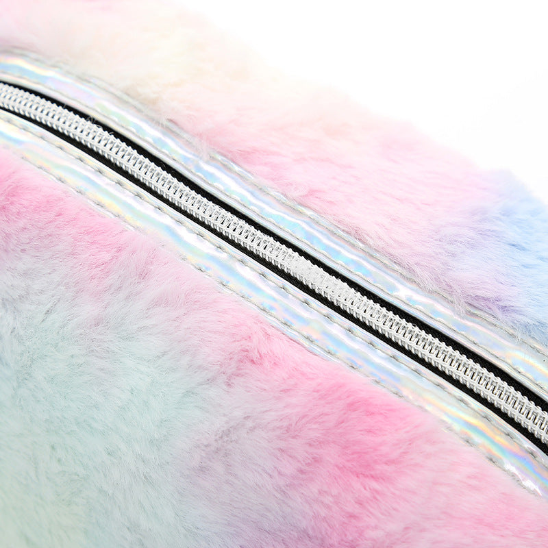 Colorful Fluffy Cat Pvc Cosmetic Soft Cute Zipper Bag