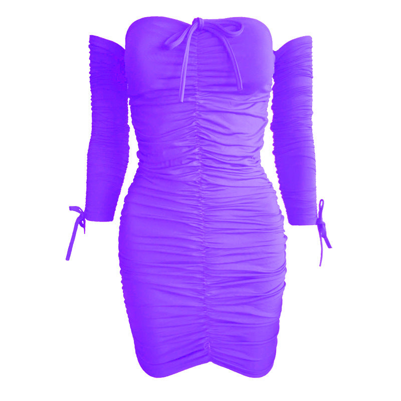 shoulder Long-sleeved Tube Top Sexy Dress 1One-