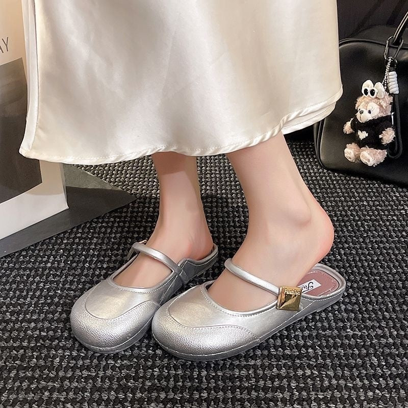 Outerwear-style Elegant Semi-slipper For Socialites