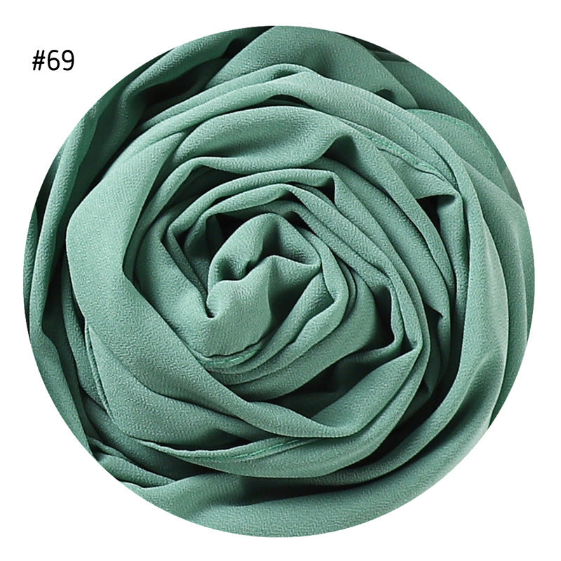 Women's Simple And Versatile Solid Color Pearl Chiffon Scarf