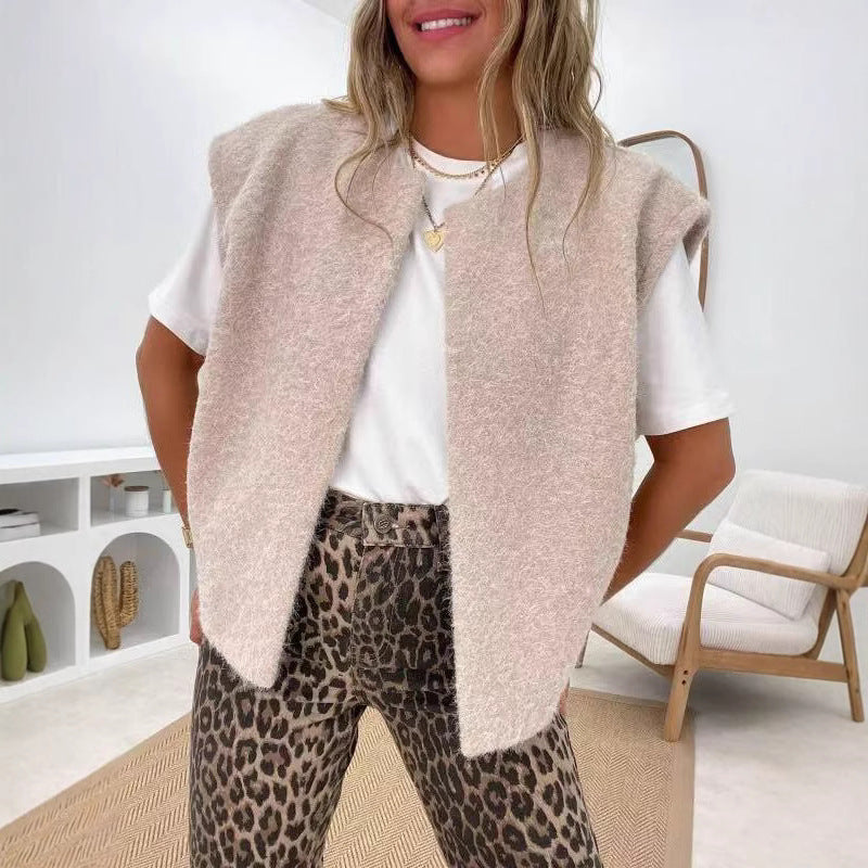 V-neck Double-sided Hand-stitched Wool Overcoat Vest