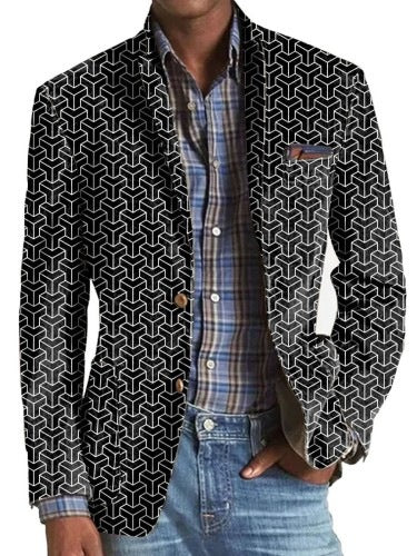 Men's Suit Striped Plaid Coat
