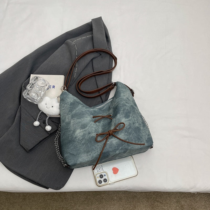 Retro Denim Bag Women's Large Capacity Shoulder Messenger Bag Versatile Backpack