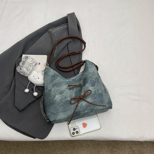 Retro Denim Bag Women's Large Capacity Shoulder Messenger Bag Versatile Backpack