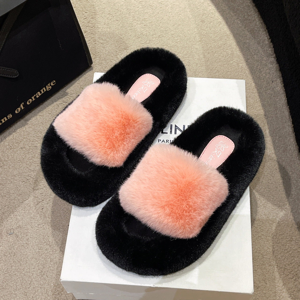 Women's Fashion Simple Home Warm Slugged Bottom Flat Slippers
