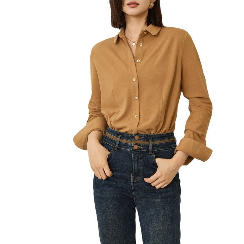 Women's AutumnWinter Three-Dimensional Simple Long-Sleeve Shirt