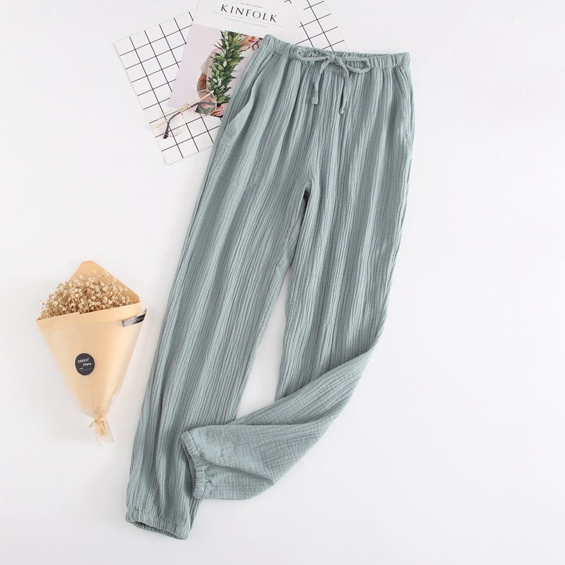 Summer Cotton Loose Home Trousers Crepe Pajama Pants