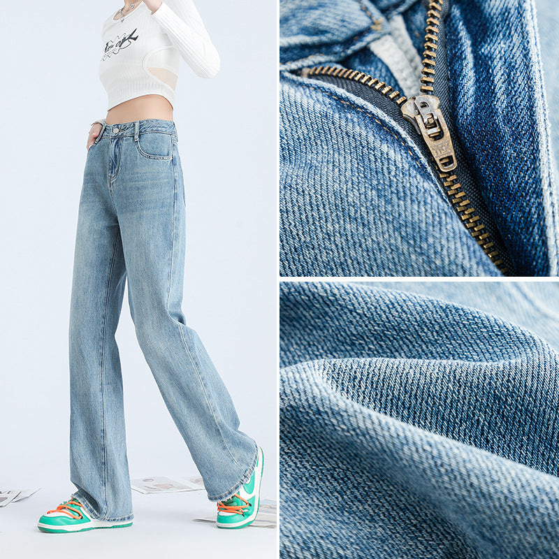 Fashionable Personalized Wide-leg Mopping Jeans For Women