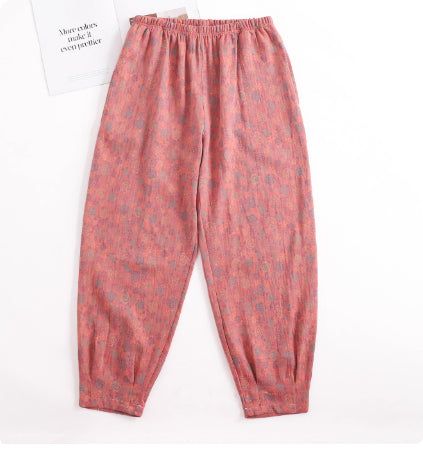 Spring And Autumn Purified Cotton Pajama Pants Large Size Home Thin Printing