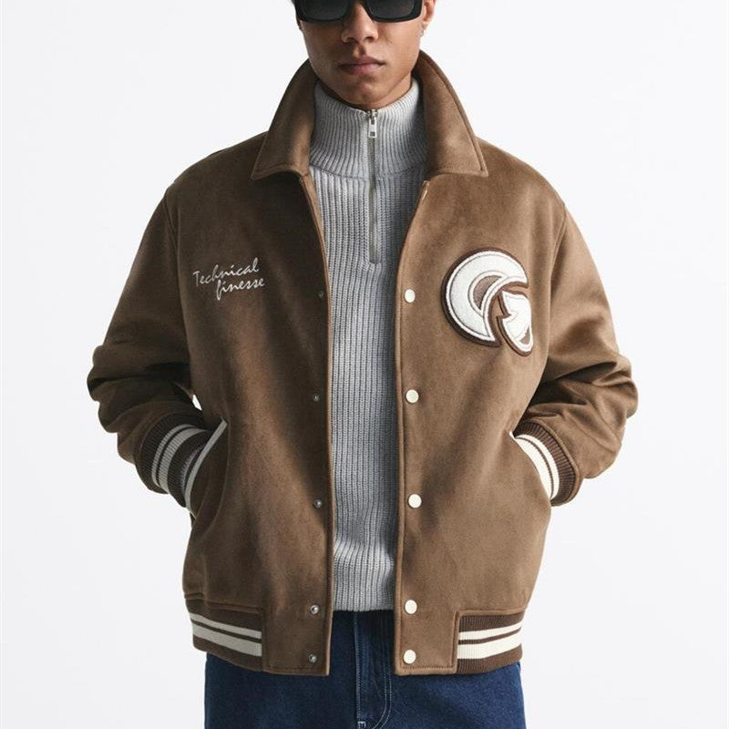 Faux Fur Baseball Uniform Jacket