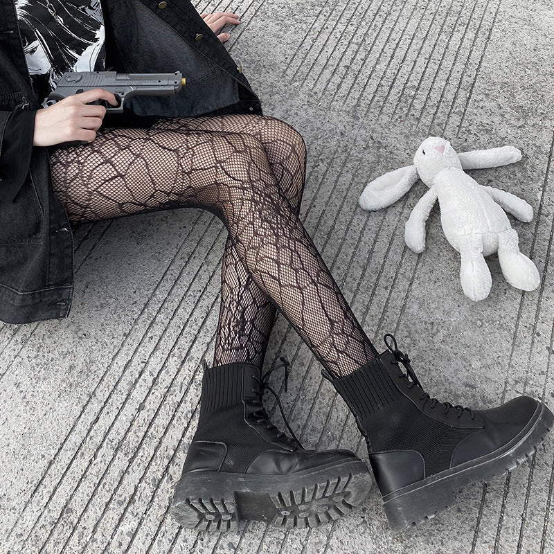Online Celebrity Spider Web Pants Socks