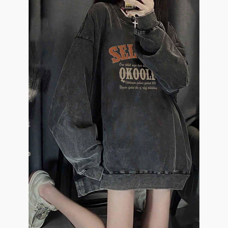 American Retro Washed Distressed Sweater For Women Spring And Autumn