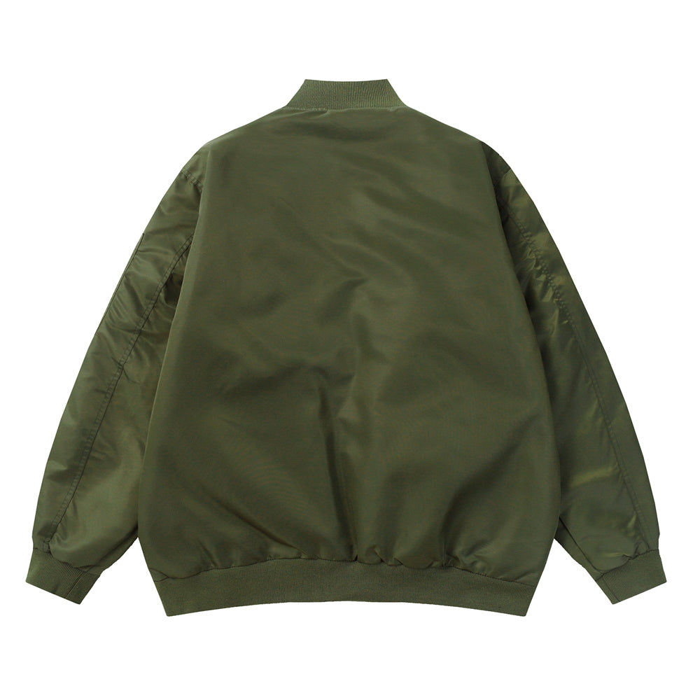 Baseball Uniform Badge Embroidery Sports Loose Casual Zip Coat