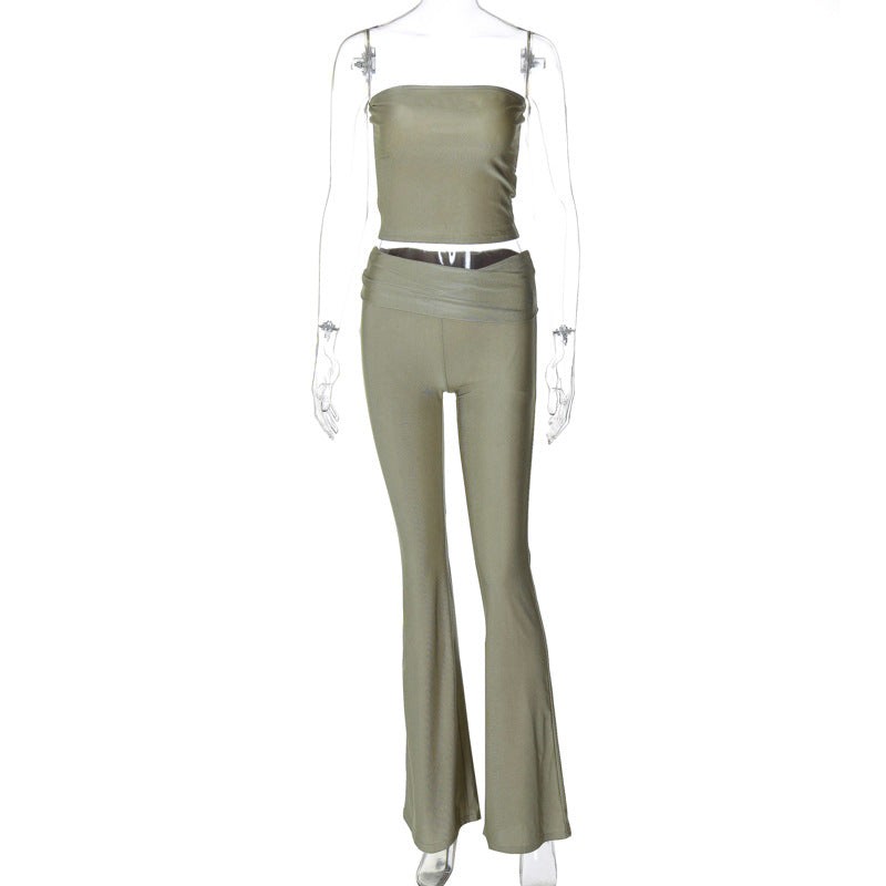 Tube Top And Slim-fit Pants Womens Set