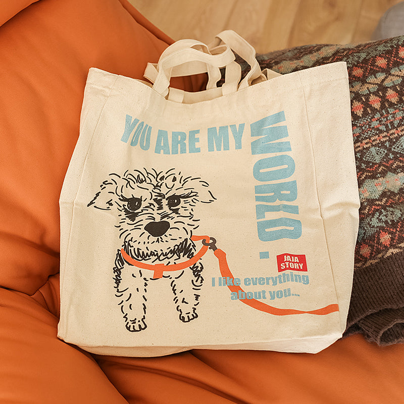 Schnauzer Canvas One Shoulder Tote Mom Bag