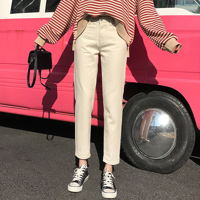 Women's Loose Harem Denim Cropped Trousers