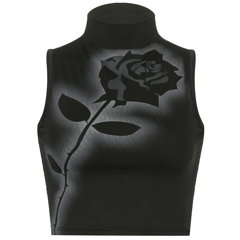 Individual Rosetryk Høj Kort Ærmeløs Tanktop
