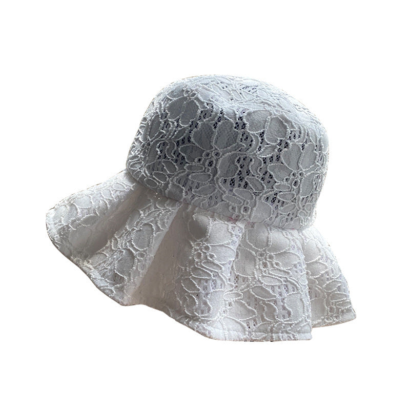 White Lace Bucket Hat Women's Summer Thin