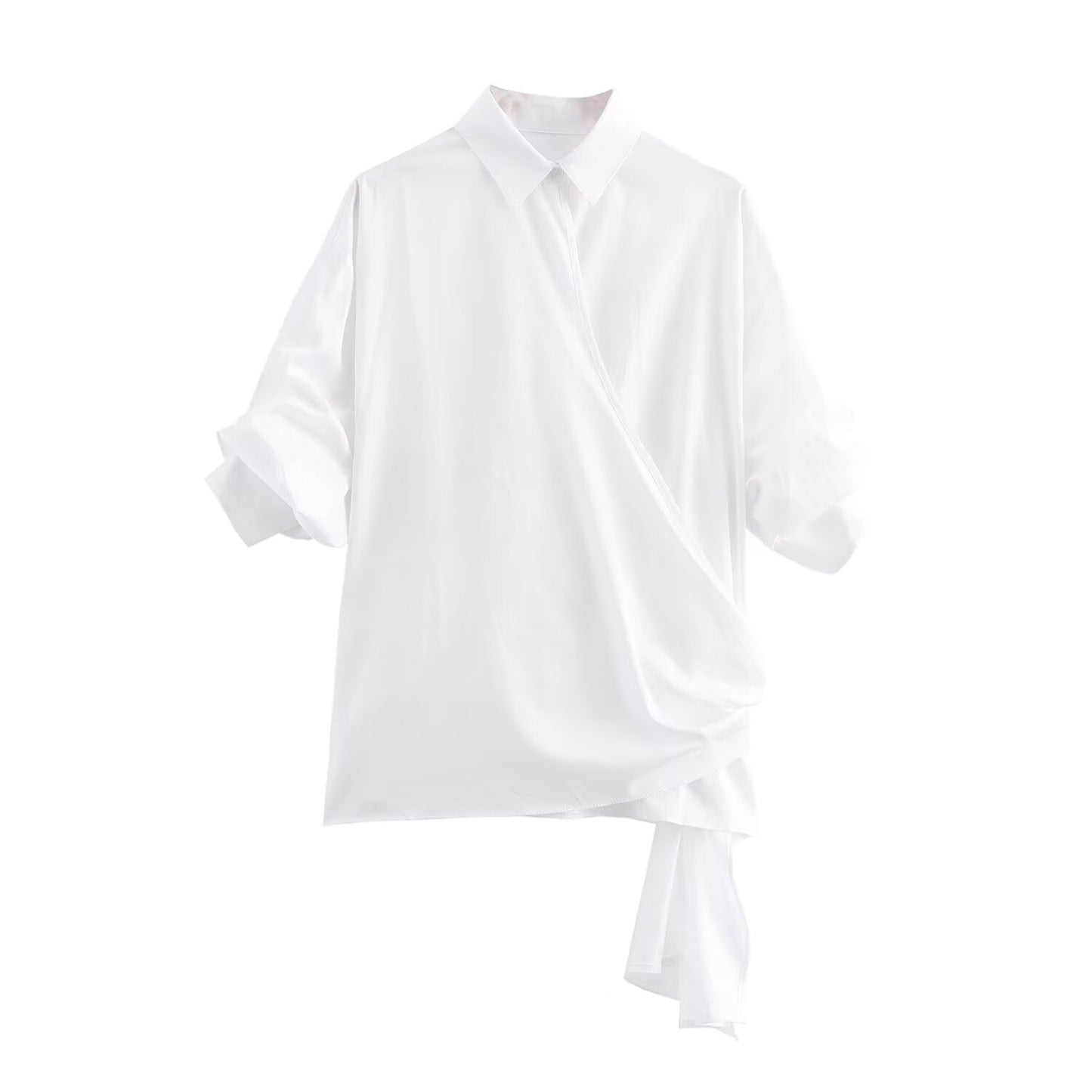 Summer New Bowknot Decoration Poplin Short Sleeve Shirt