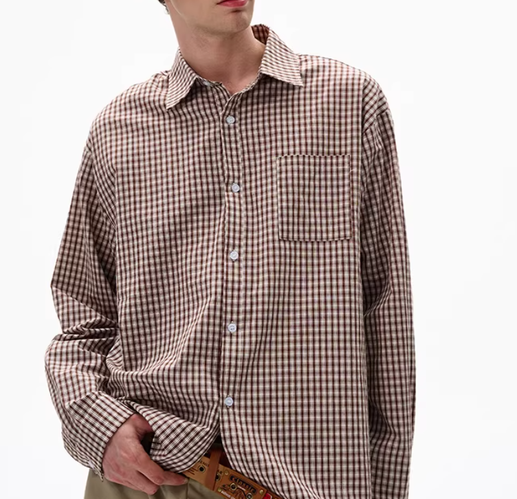 Classic American-style Plaid Long-sleeve Shirt For Men And Women
