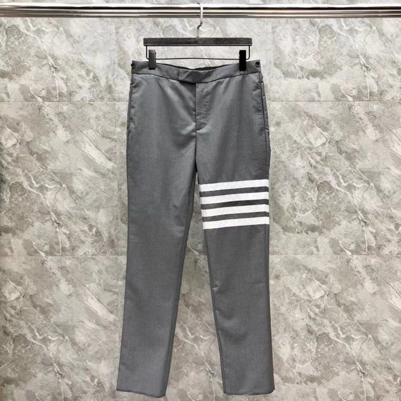 Men's Ladies Couple White Four-bar Suit Suit Trousers Wool Blended British Style Business Suit