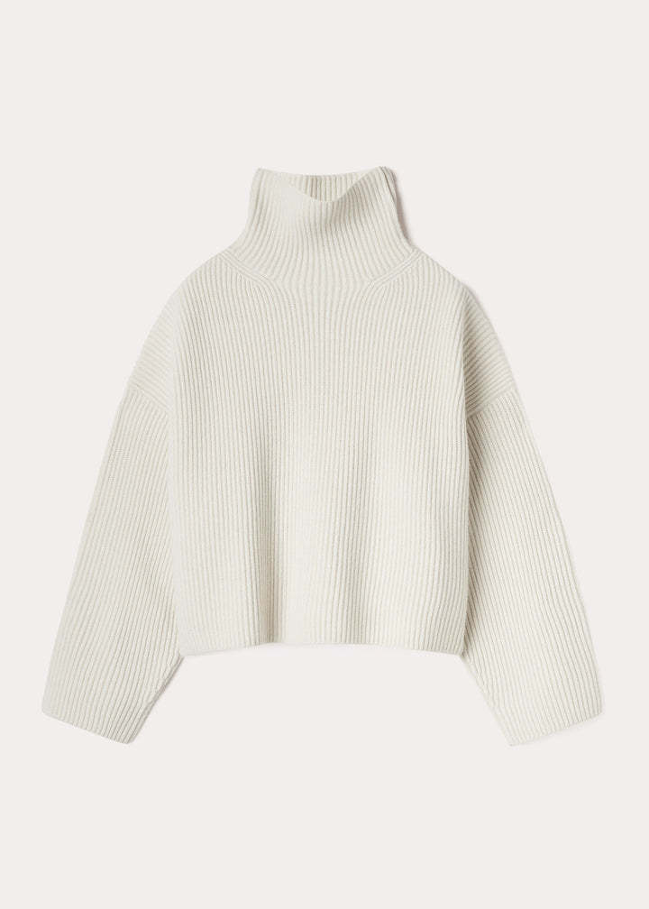 Women's Turtleneck Rib Drop Shoulder Loose Knitted Short