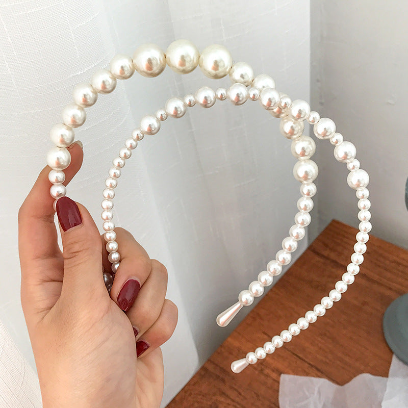 Women's Pressed Hair All-match Pearl Headband Three-piece Set