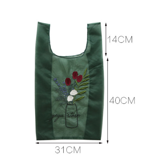 Transparent Handbag Mesh Embroidery Women