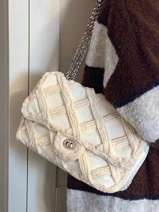 En-skulder Crossbody Rhombus Kæde Corduroy Taske
