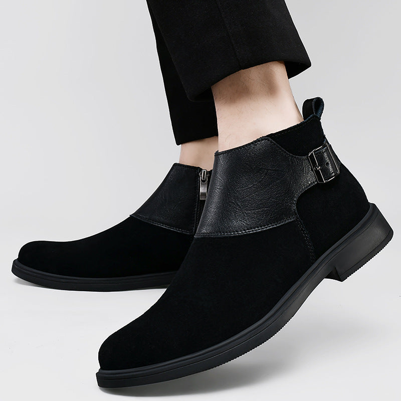 High-top British-style Leather Zip-up Ankle Boots