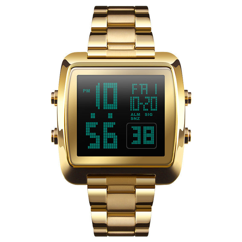 Fashion Men's Electronic Sport Watch Waterproof Stainless Steel Belt 9