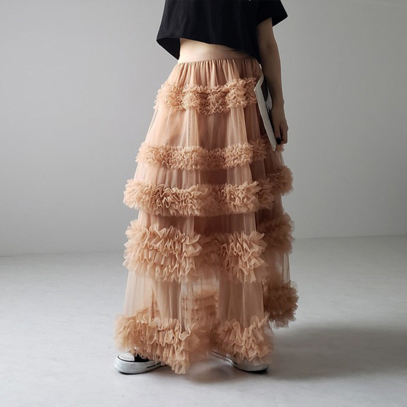 Three-layer Spliced Mesh Japanese-style Women's Skirt