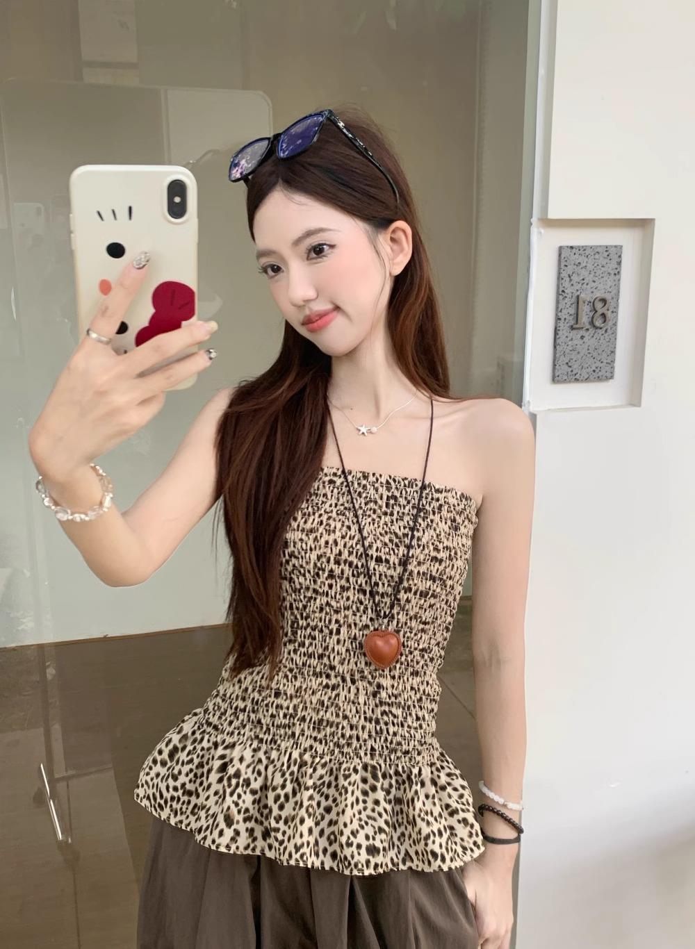 Moderigtig Trendy Fræk Retro Leopardmønstret Tube Top