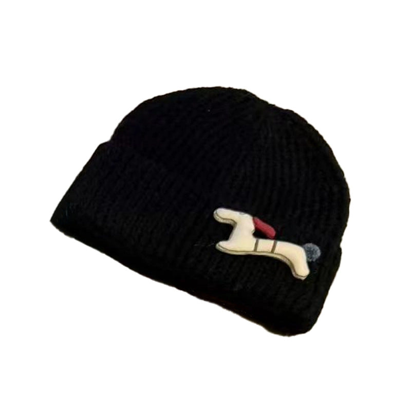 Cute Knitted Hat Fashionable All-match Face-looking Small Windproof Warm Ear Protection Beanie Hat