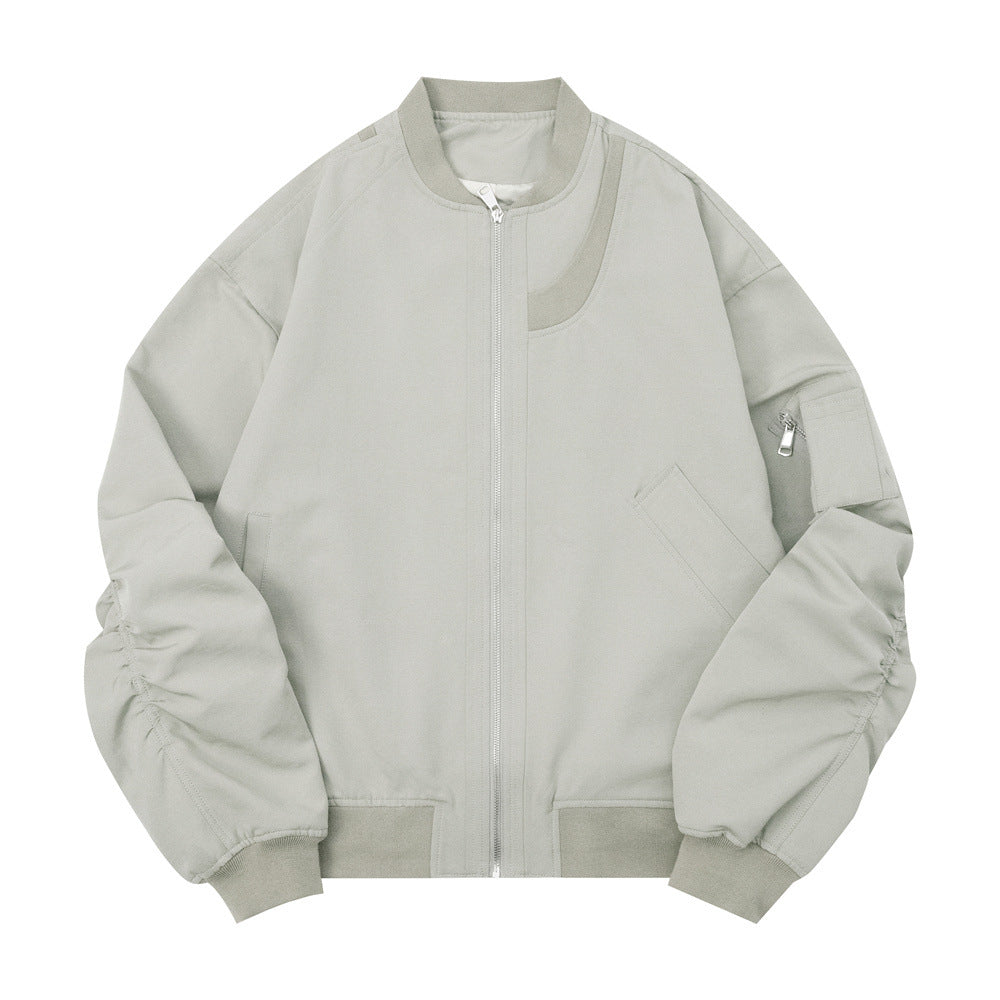 Pleated Sleeves Baggy Coat Men's Baseball Uniforms Trendy Brand Pilot Jacket Autumn And Winter
