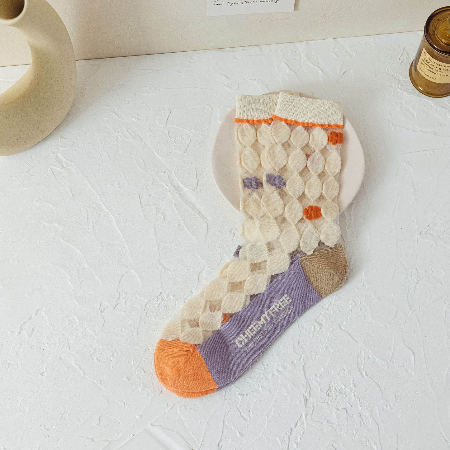 Spring And Summer Thin Cute Kanekalon Diamond Spun Glass Long Socks