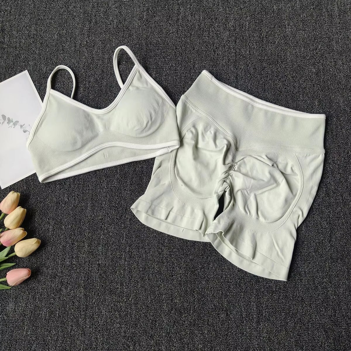 Womens High-Waisted Leggings And Top Two-Piece Workout Set