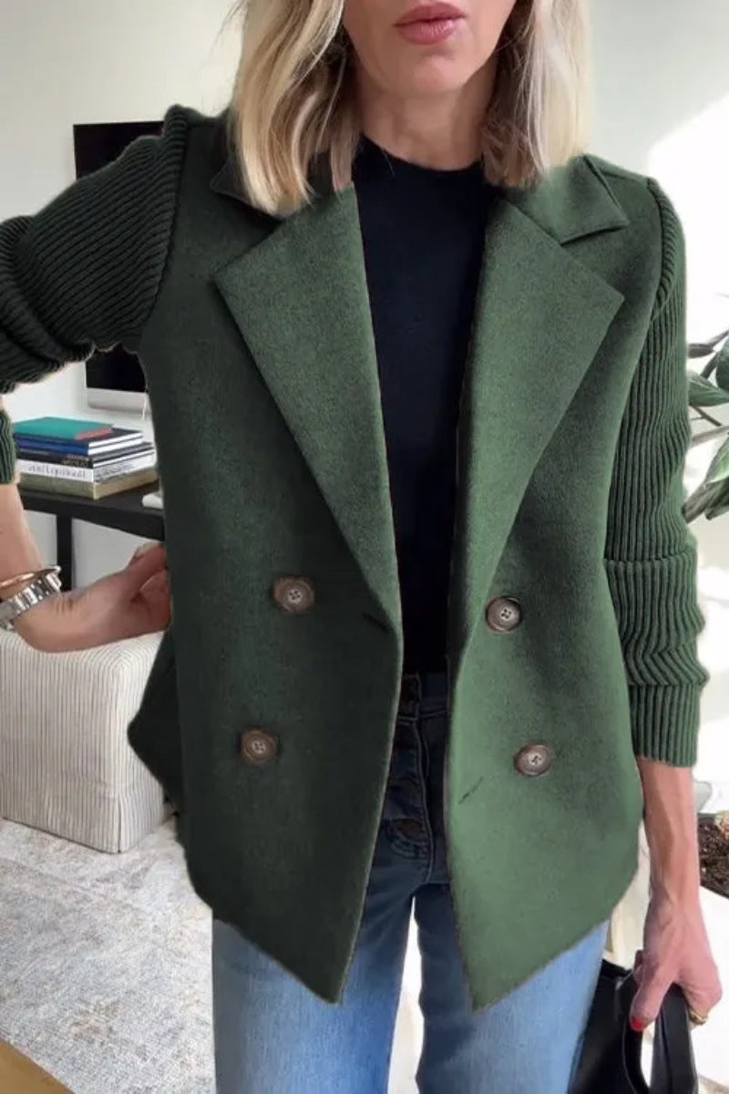 Women's Elegant Wool Stitching Woolen Coat Commuter Suit