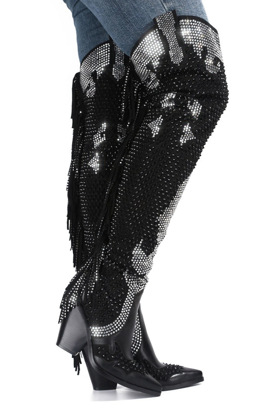 Over-the-knee Fringed Wedge Heel Sexy Fashion Boots