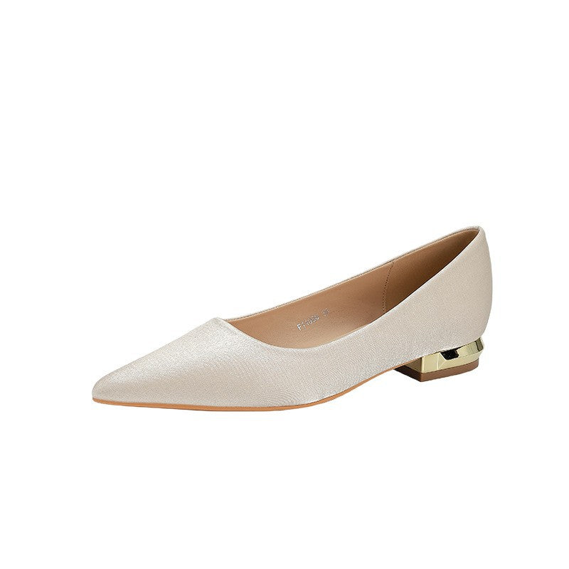 Womens Stylish Pointed-toe Chunky-heel Flats