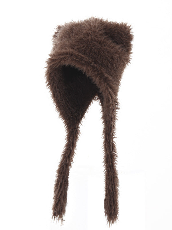Autumn And Winter Online Influencer Cute Plush Bear Hat Thickened Warm