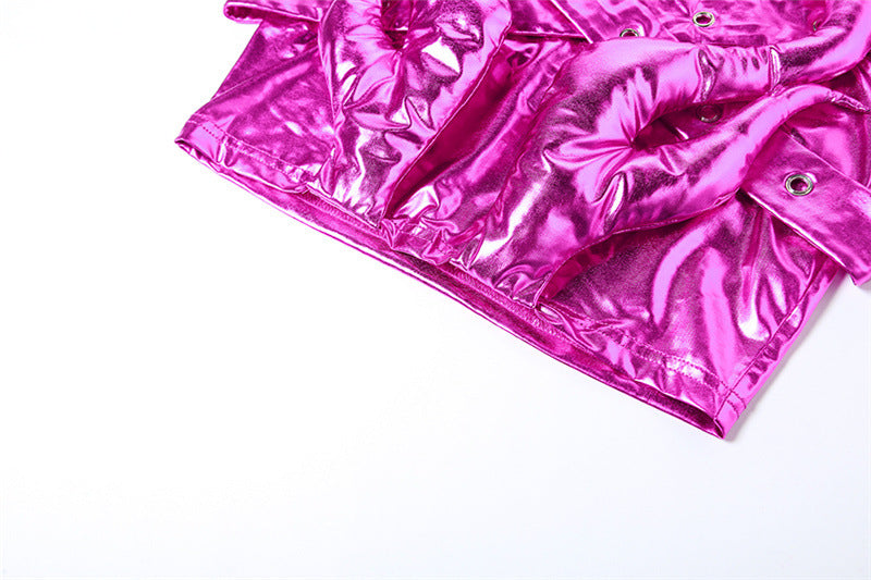 Fashion Shiny Surface Street Low Waist Skirt